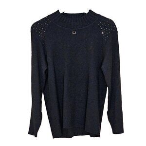 Seguito Sweater Women L Black Wool Italy LS Vintage Y2K Fairy Goth Sparkle FLAW